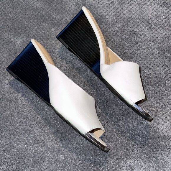 Alfani Laurita Leather Wedge Sandals Women’s Size 10 Step N‎ Flex White Open Toe - Picture 5 of 14